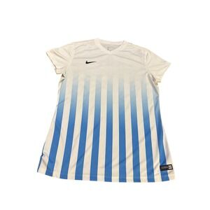 Nike Dri-FIT Authentic Soccer Jersey Blue Stripe Women's Athletic‎ Shirt